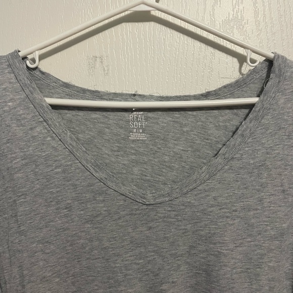 3 for $10 | Light Grey Real Soft Oversized V-Neck Shirt - Picture 3 of 7